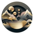 thumbnail image 2 of Designart "Golden Dreams Mountain Landscape II" Abstract Marble Metal Round Art Print, 2 of 5