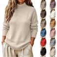 thumbnail image 5 of HOSIA Turtleneck Sweater for Women Oversized Ribbed Knit Long Sleeve Base Layer Pullover Tops Casual Lightweight Fall Winter Warm Sweater Business Casual Work Airport Travel Outfits Light Violet M, 5 of 5