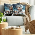 thumbnail image 5 of Ambesonne Rustic Throw Pillow Cover 2 Pack, Ethnic Night Woods Moon Cow, 16", Petrol Blue and Burnt Sienna, 5 of 7