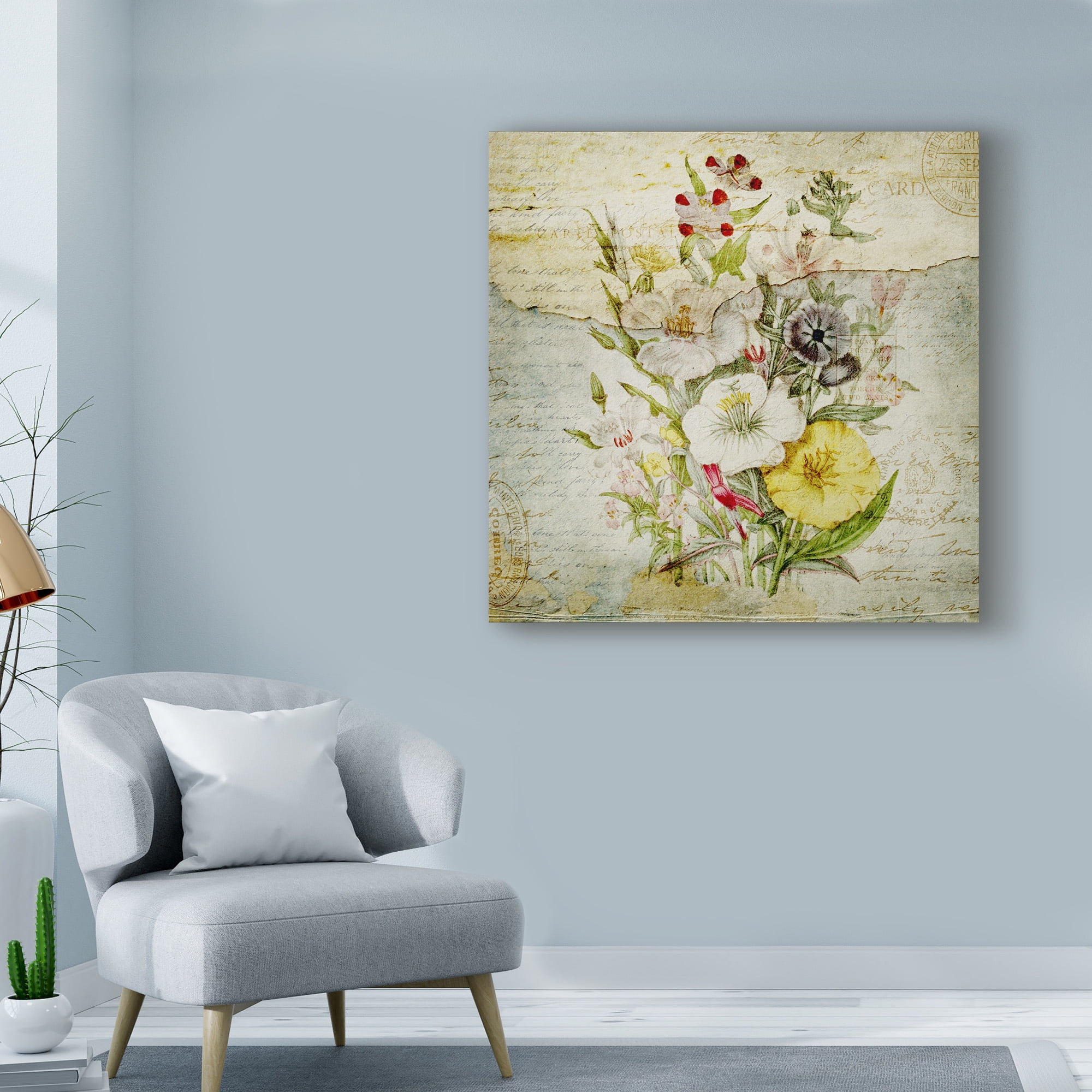Trademark Fine Art 'Flower Print Grunge 3' Canvas Art by Marcee Duggar