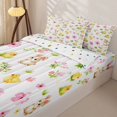 thumbnail image 3 of Homewish Cute Kawaii Bunny Zipper Full Size Comforter Sets with Fitted Sheet and 2 Pillowcases,Pink Flowers Floral Happy Easter Theme Zipper Bedding Set For Girls Kids,Reversible,4 Pieces, 3 of 7