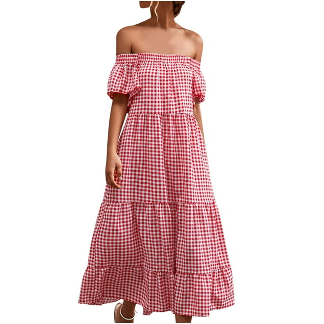 Robes d'Été pour Femmes Mode Plage Robes d'Été Décontractées Manches Courtes Vacances Plage Poches Longue Robe