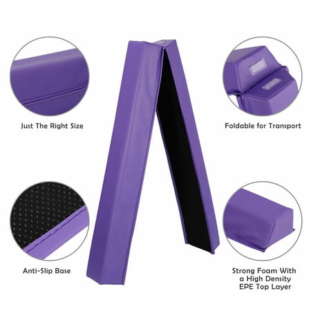 Purple 6FT Balance Beam Extra Firm Vinyl Folding Gymnastics Beam Tumbling Training