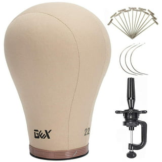 FreeLung Cork Canvas Wig Head Stand 21 inch Mannequin Head with Table Stand  for Making Wigs 