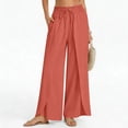 thumbnail image 4 of GigrtiJin Wide Leg Pants for Womens Summer Trendy Flowy Baggy Pants Elastic High Waisted Drawstring Beach Vacation Pants with Pockets, 4 of 5