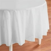 Creative Converting 193021 Bright White- White Round Plastic Tablecover