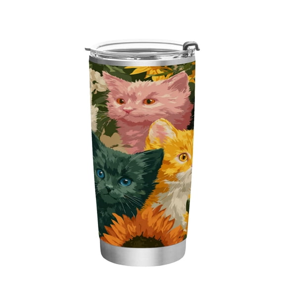 20oz Stainless Steel Tumbler with Straw, Double Wall Insulated Travel Tumbler Various Colors Cat