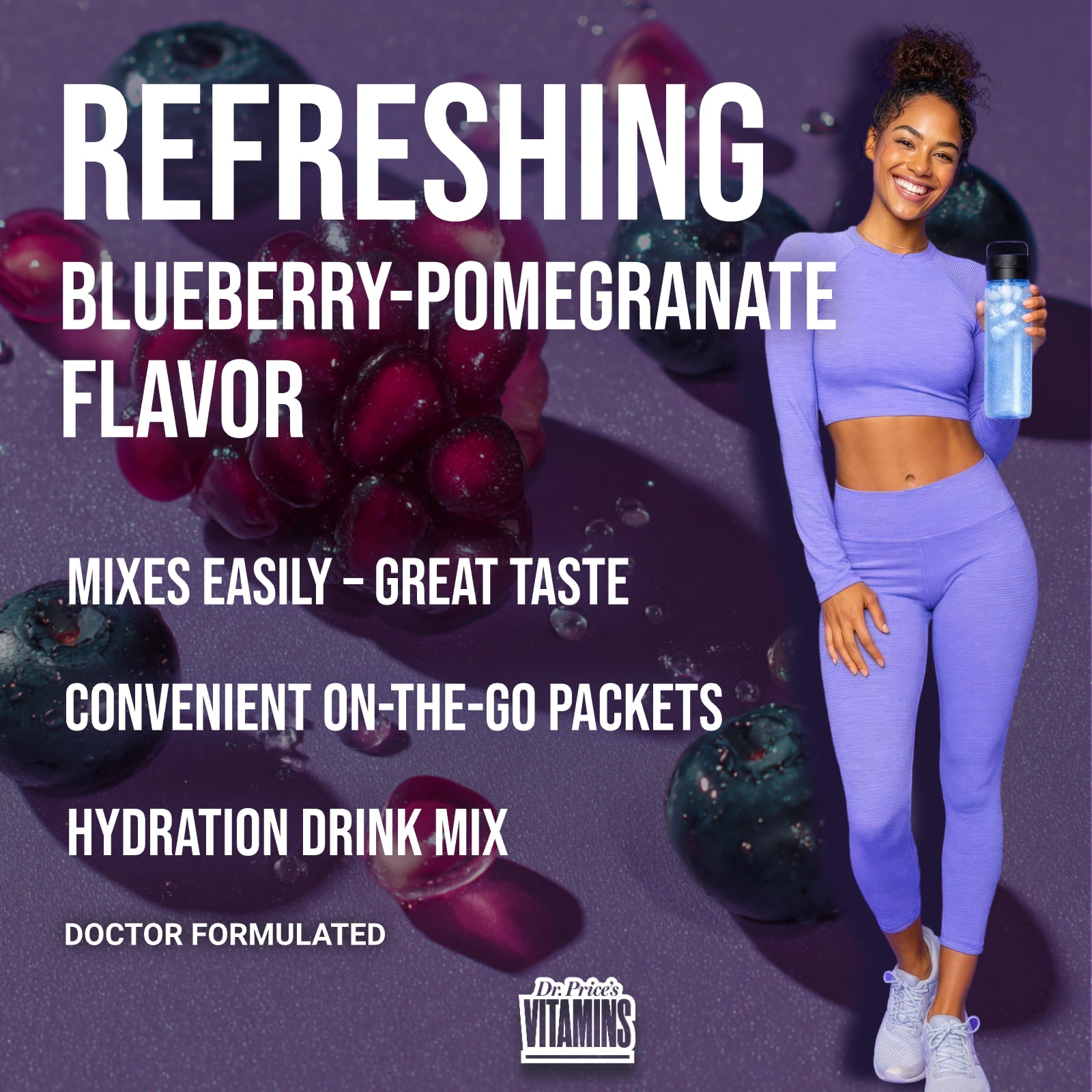 Dr. Price’s Electrolyte Mix – Blueberry Pomegranate Flavor, 30 Packets | Sugar-Free Hydration Powder with Trace Minerals