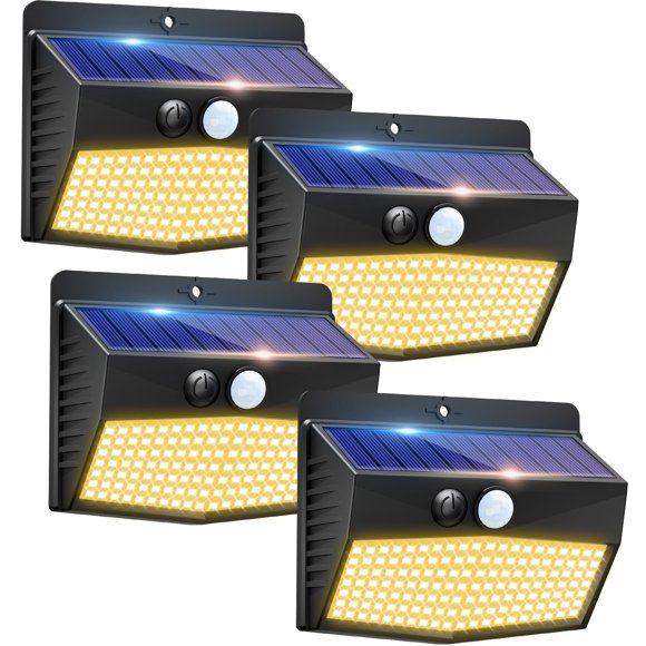 Solar Lights Outdoor, [ 4 Pack/138LED ] Solar Motion Sensor Light Outdoor with 3 Lighting Modes Wireless Waterproof Solar Wall Lights Solar
