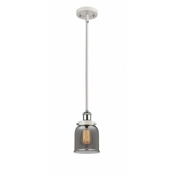916-1S-WPC-G53-Innovations Lighting-Bell - 1 Light Stem Hung Mini Pendant In Industrial Style-10 Inches Tall and 5 Inches Wide-White/Polished Chrome