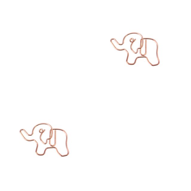 VONKY 30Pcs Paper Clip Animal Shape Photo Envelope Clips Cartoon Bookmark Pin Students Multicolor Novelty For Business Elephant/Rose Gold 2Set