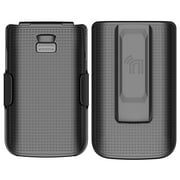 Nakedcellphone Holster Series for TCL Flip 3 Phone Case, Slim Hard Shell Cover and Belt Clip Holder Combination - Black Tread