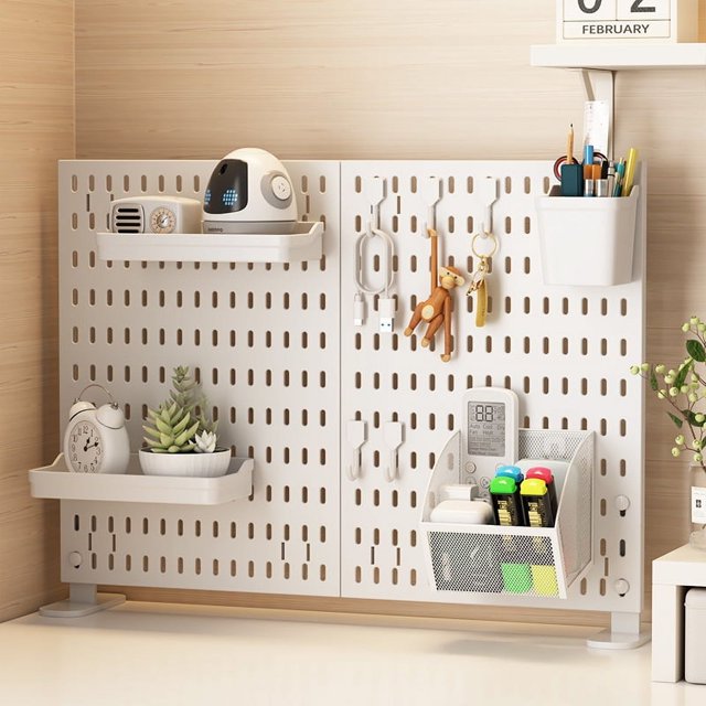 Tablero de escritorio con agujeros, tablero vertical para oficina, partición de almacenamiento con clip, tablero de escritorio con agujeros, tablero vertical sin perforaciones