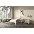 thumbnail image 3 of DOMETOUR Wooden Platform Bed Frame Twin White, Pine Solid Slats Foundation, No Box Spring Needed Easy Assembly, 3 of 5