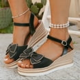 thumbnail image 2 of Wovix Women Trendy Sandals Wedge Sandals Bow Platform Classic Open Toe Ankle Strap Wedding Shoes Casual Daily Wear, 2 of 4