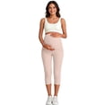 thumbnail image 3 of Capri Leggings for Pregnant Women Over Belly Soft Stretch Maternity Yoga Leggings with Pockets (XL, Beige), 3 of 8