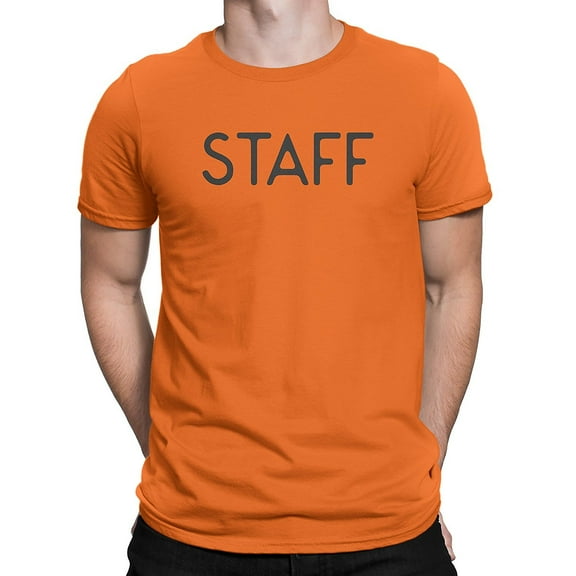 NYC Factory Staff T-Shirt Screen Printed Tee Printed Front & Back Staff Event Orange, Medium