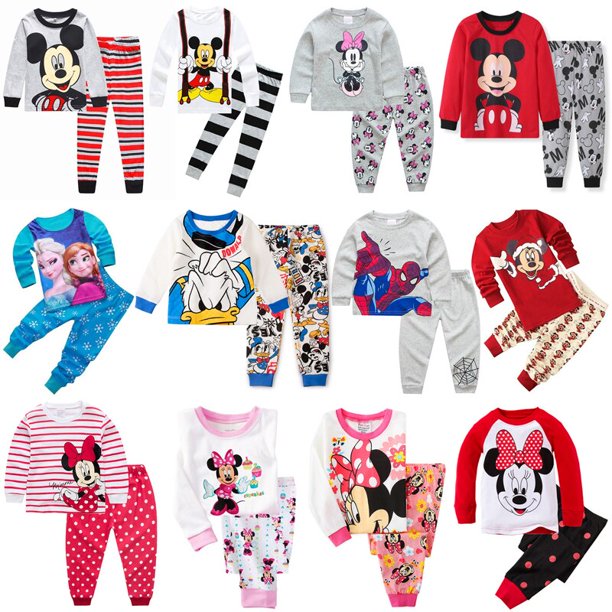 Children's Pajamas Set Cartoon Mickey Minnie Mouse Children's Pajamas Cotton Nightgowns Baby Boys Girls Spiderman Nightgowns zhangyuxiang LED