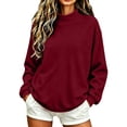 thumbnail image 3 of Mock Neck Sweatshirts for Women Oversized Pullover Top Woman Fall Daily Outfits, 3 of 6