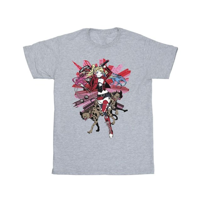 DC Comics T-Shirt en Coton pour Filles Harley Quinn Hyènes