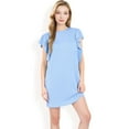 thumbnail image 3 of Women's Ruffle Sleeve Textured Knit Mini Shift Dress- Blue,Small, 3 of 7