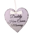 thumbnail image 2 of Daddy Here Comes Mummy Heart Shape Wedding Hanging Sign Plaque, 2 of 5