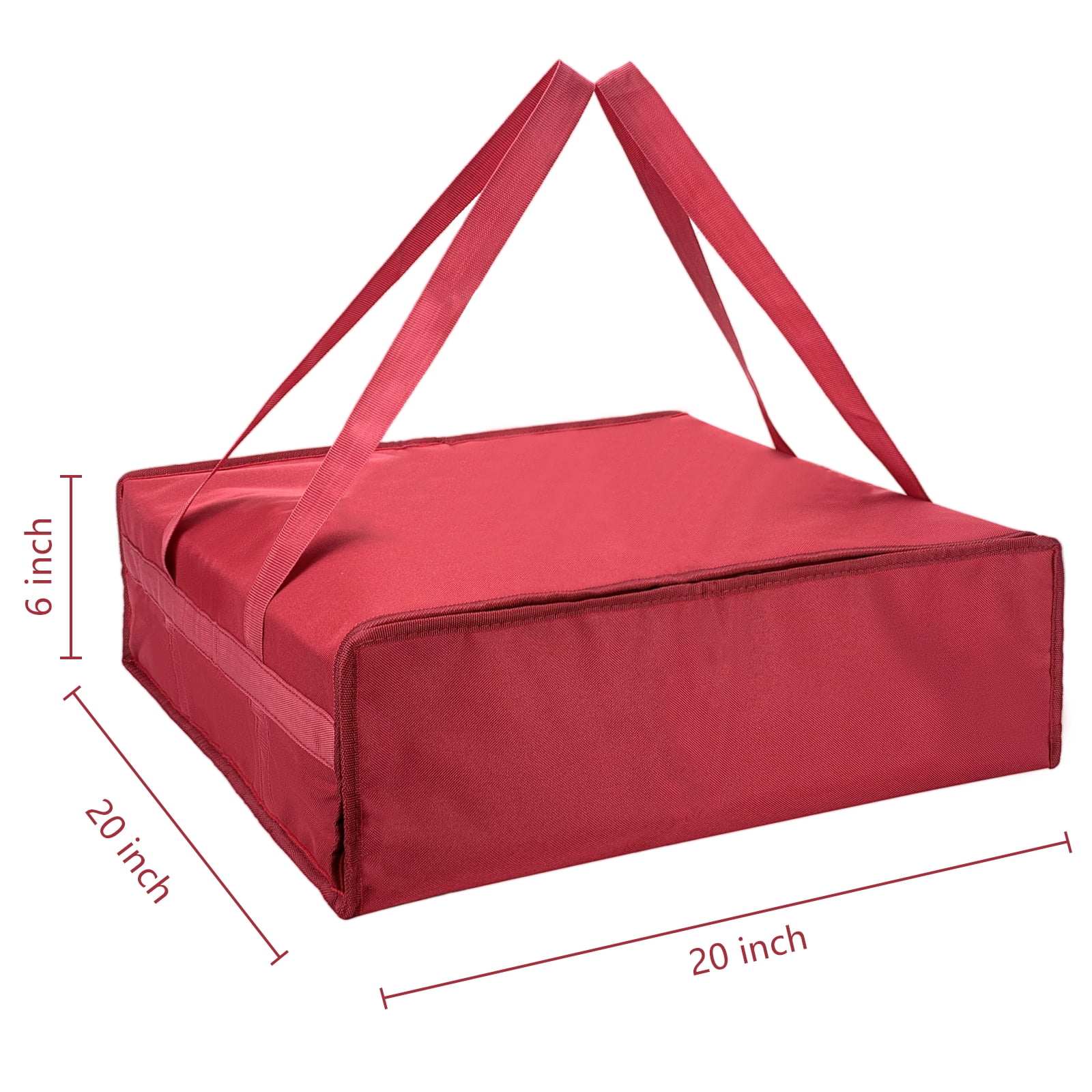 Yalin Insulated Pizza Delivery Bag, 20" x 20" x 6" Insulated Food Warmer Bags for Catering Food Delivery, Reusable Pizza Carrier for Commercial Restaurant (Red)