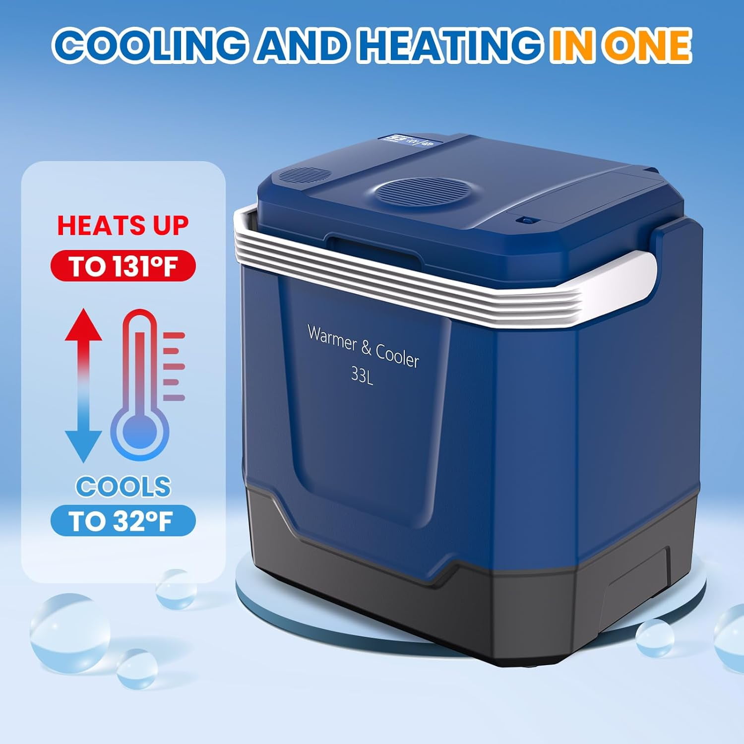 Acekid 35 Quart (33L) Electric Cooler & Warmer Car Refrigerator, Automatic Locking Handle, 12V Car Cooler for Vehicles & Trucks, 110V AC Home Plug In