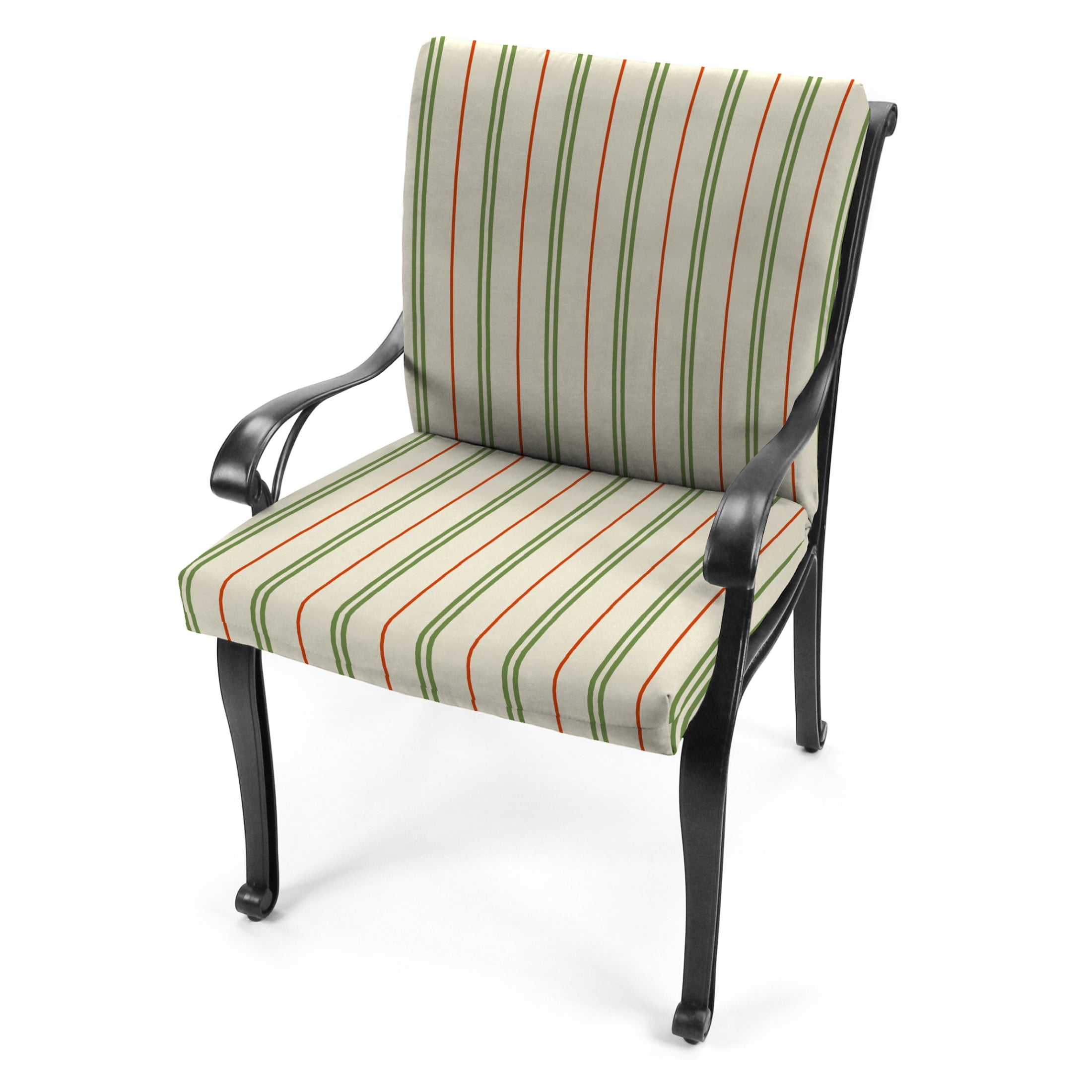 Jordan Manufacturing 44" x 21" Gallan Cedar Grey Stripe Rectangular Outdoor Chair Cushion with Ties and Hanger Loop
