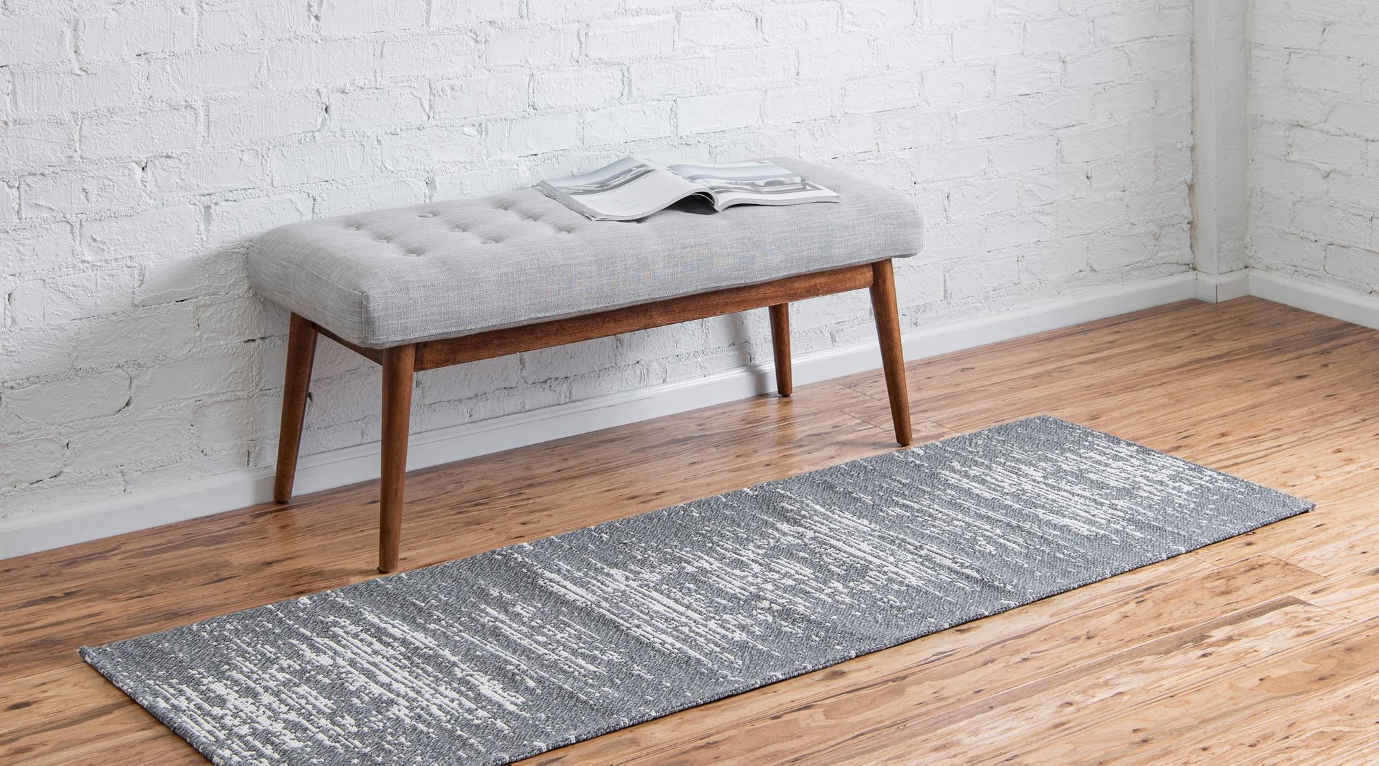 Rugs.com Georgia Collection Rug – 8 Ft Runner Dark Gray Flatweave Rug Perfect For Hallways, Entryways