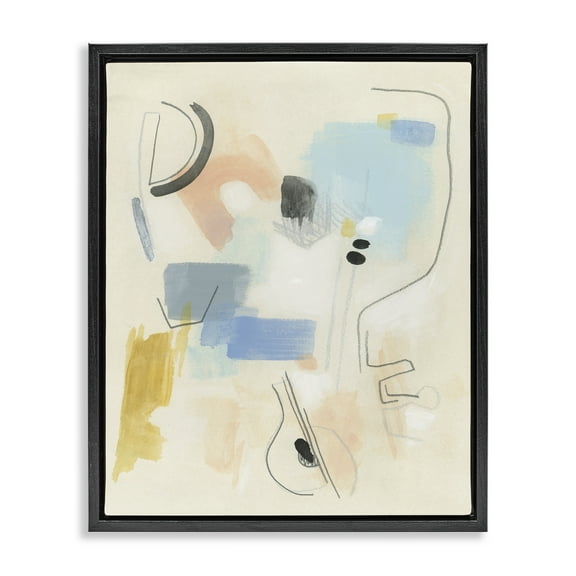 Stupell Industries Modern Scribble Abstraction Abstract Painting Black Floater Framed Canvas Art Print Wall Art, 17 x 21