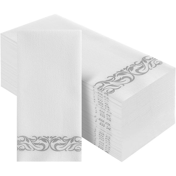 CHEFCAT 100 Pcs Serviettes Jetables pour Invités Serviettes en Papier Effet Lin Décoratives, Serviettes de Table, Serviettes en Papier, Serviettes Jetables pour Salle de Bain, Fêtes, Mariages, Événements