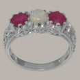 thumbnail image 2 of LBG British Made 18k White Gold Natural Opal & Ruby Womens Anniversary Ring - 33 size options - Size 8.75, 2 of 7