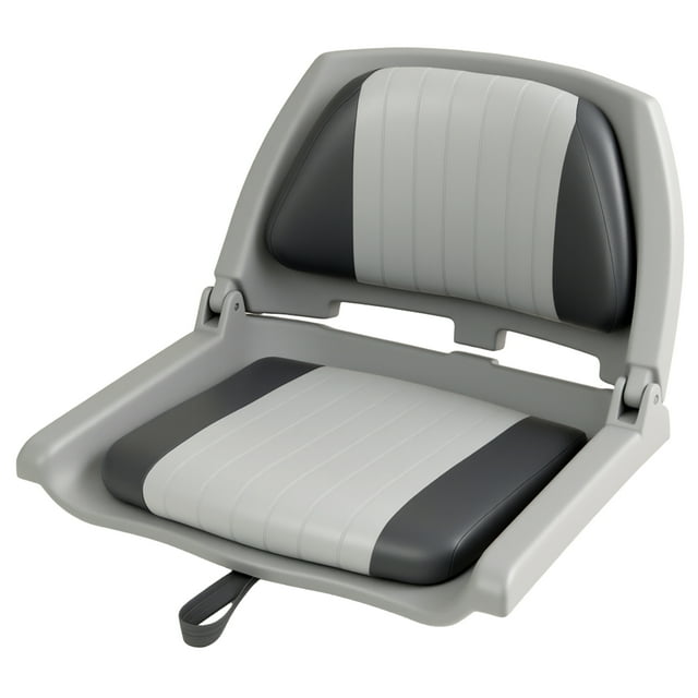 Gymax Folding Fishing Boat Seat w/High-density Sponge Cushion PVC Surface & PP Frame Gray