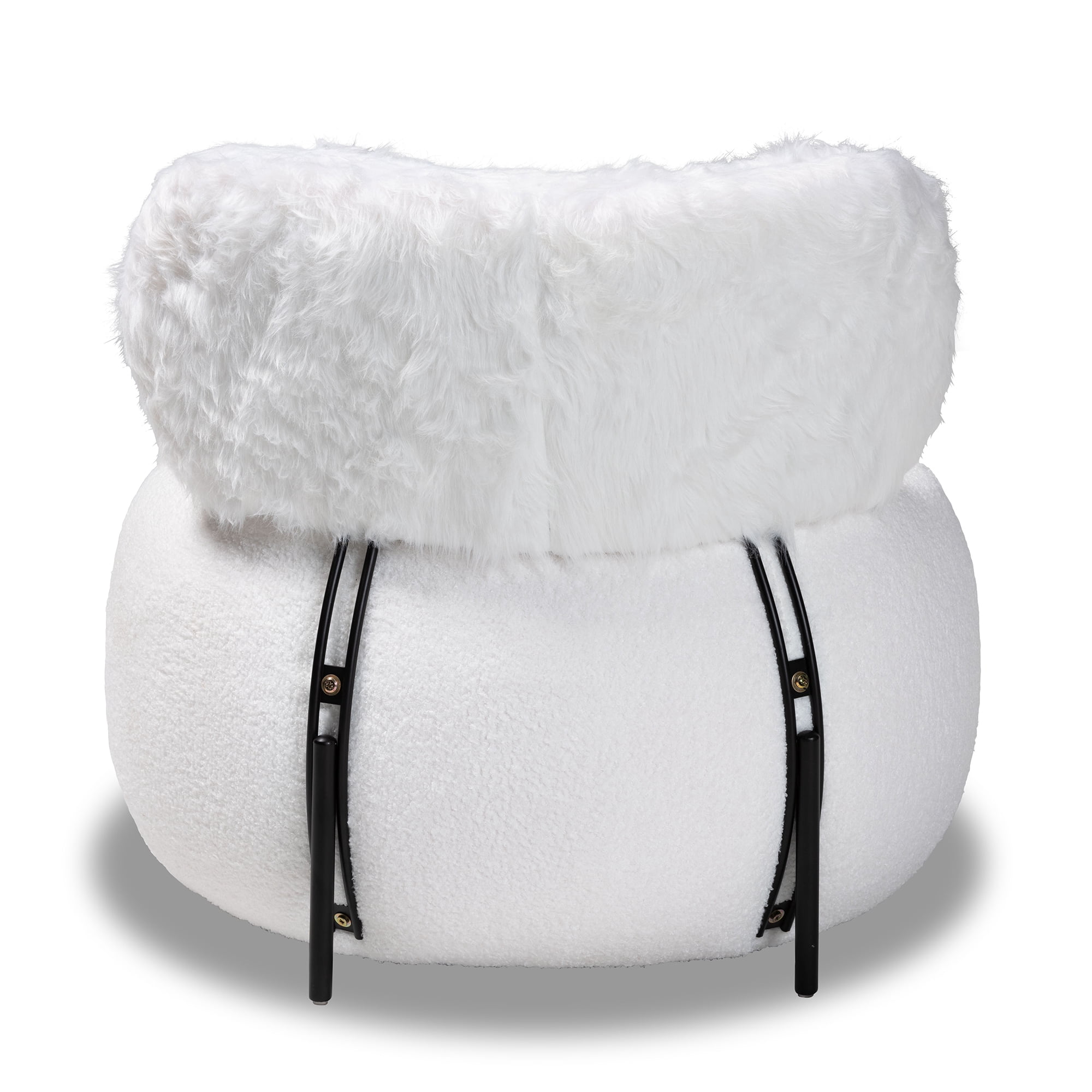 Baxton Studio Tayla Modern and Contemporary White Fabric Upholstered and Black Metal Accent Chair