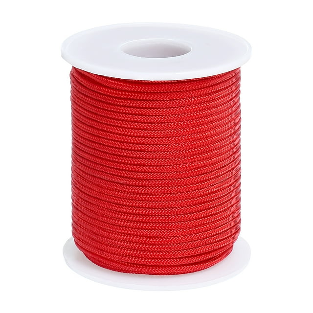 Cuerda de nylon Uxcell de 2 mm y 30 yardas, hilo de nylon trenzado para fabricación de joyas, rojo