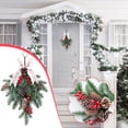 thumbnail image 2 of Décoration d'Aiguilles de Pin d'Hiver avec Ruban, Nœud et Baies Rouges pour Mur, Porte, Linteau, Décoration de Festival, 2 of 7