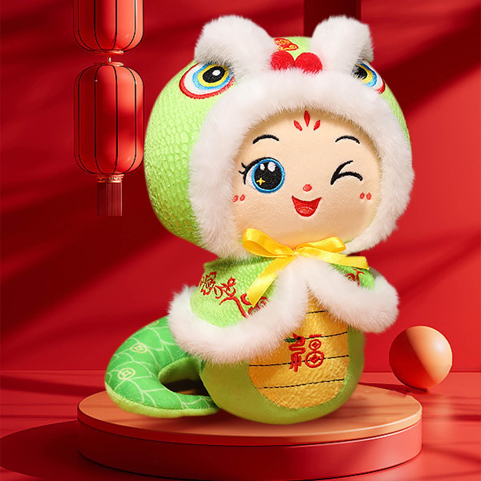 Pxyqht Cute Snake Year Doll Plush Toy for Babies,Auspicious Gift with Good Meaning for Newborns,Soft Cloth Doll for Decor and Playtime,Ideal Photography Prop