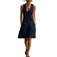 thumbnail image 2 of Shihyeh Summer Maxi Dresses for Women 2026 Linen V Neck Sleeveless Beach Sundress Button Casual Loose Dress with Pockets, 2 of 7