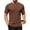 Dark Brown, variant on Coorders George Men's Knit Round-Neck Shirt with Short Sleeve, Solid Button Tee for Summer,Gray,M