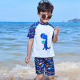 thumbnail image 3 of GYRATEDREAM Boys Two Piece Rash Guard Swimsuits Kids UPF 50+ Dinosaur Print Sunsuit Swimwear Sets Bathing Suit for L White1, 3 of 9