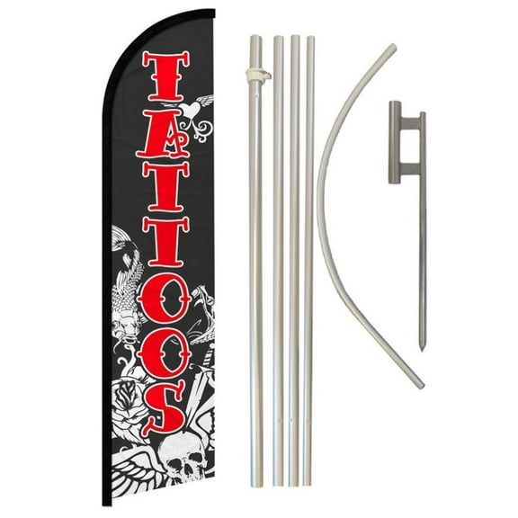 Tattoos Windless Banner Flag & Pole Kit