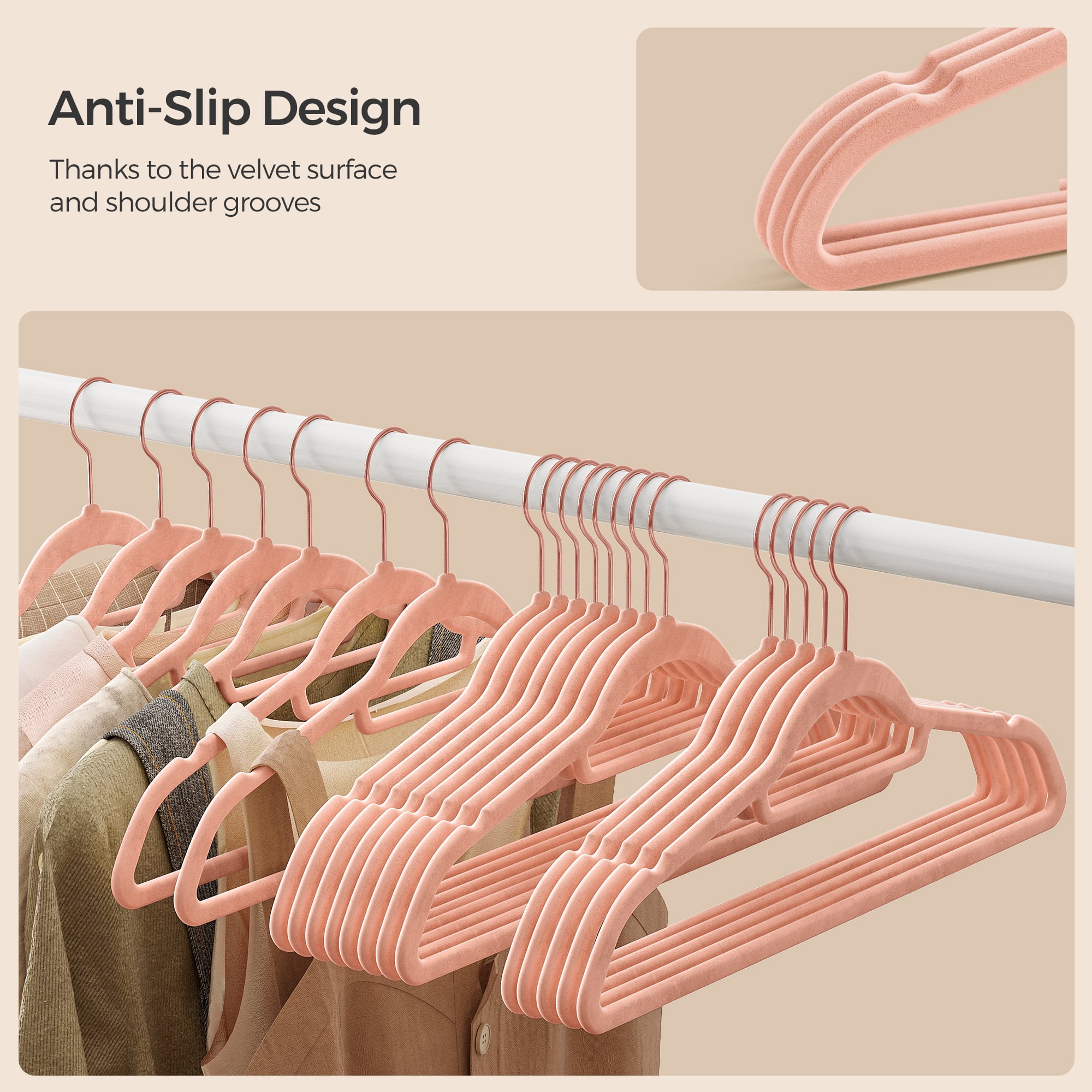 50 Pack Velvet Hangers Coat Hanger with Swivel Hook Non-Slip for Coat Shirt Dress Pants Light Pink