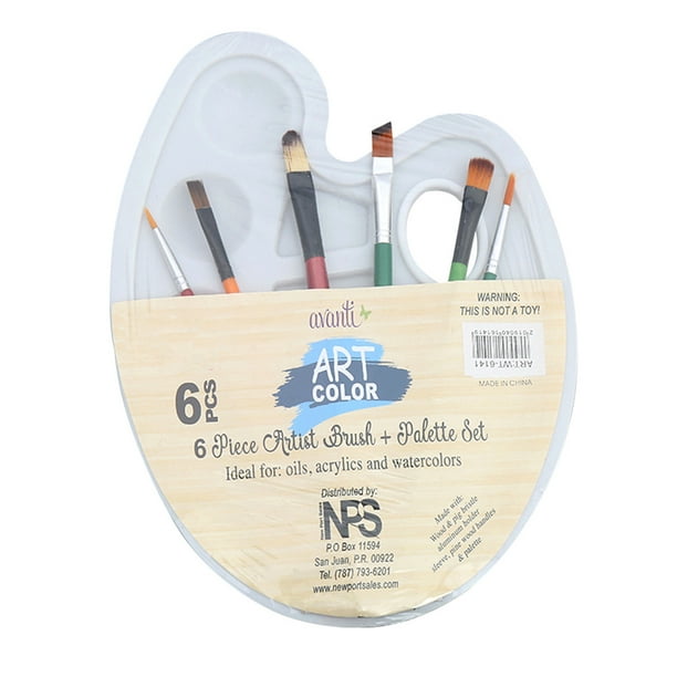 Juego de 6 pinceles de pintura y 1 bandeja de paleta para niños adultos, acuarela, óleo, acrílico, g MABOTO Paleta