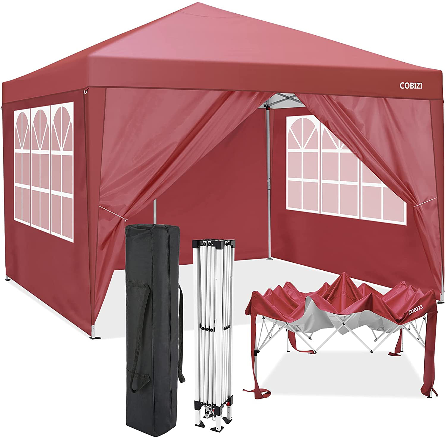 COBIZI Pop-up Canopy 10'x10' Folding Gazebo Oxford Awning Tent 4 Walls Sandbags 