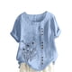 thumbnail image 1 of Vestidos Casuales Para Mujer, Blusas De Mujer De Moda Blusa informal de lino con cuello redondo, manga corta y botones para mujer, 1 of 4