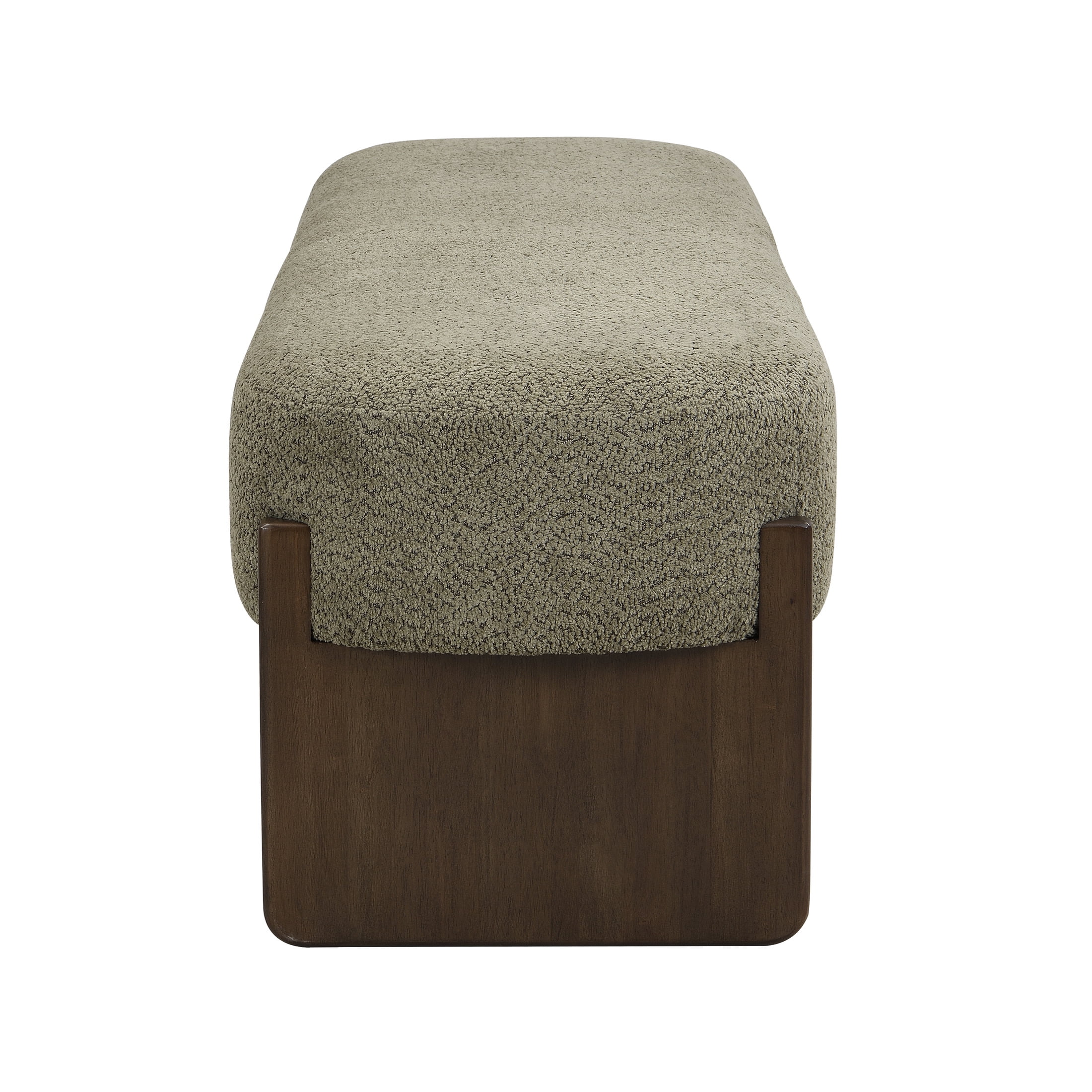 Christopher Knight Home Loop Yarn Rectangle Ottoman Bench with Brown Wooden Legs and Dark Green Upholstered