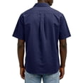 thumbnail image 3 of Uwinwear Mens Button-Up Shirts Short Sleeve Breathable Solid Color Shirts Casual Vacation Beach Summer Water-washed cotton Tops,Navy,XL, 3 of 3