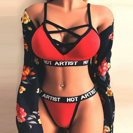 

Tangnade Plus Size Lingerie For Women Fashion Women Lingerie Corset Bandage Hollow Letter Sleepwear Underwear Set