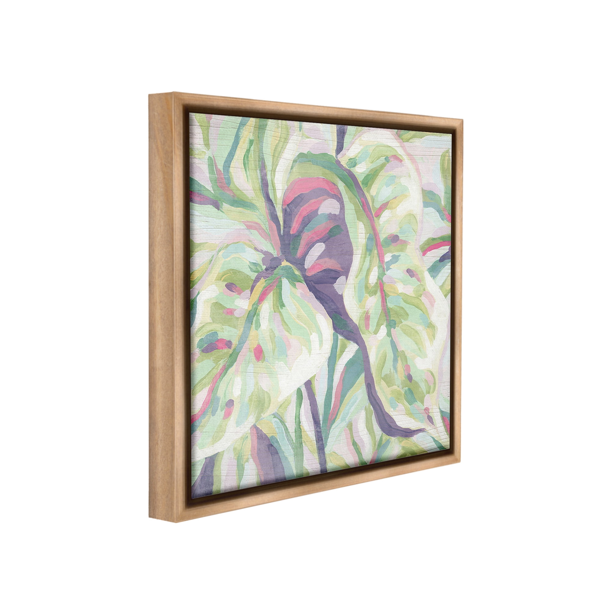 Stupell Industries Pastel Drooping Leaves Botanical & Floral Painting Brown Floater Framed Canvas Art Print Wall Art, 18 x 18